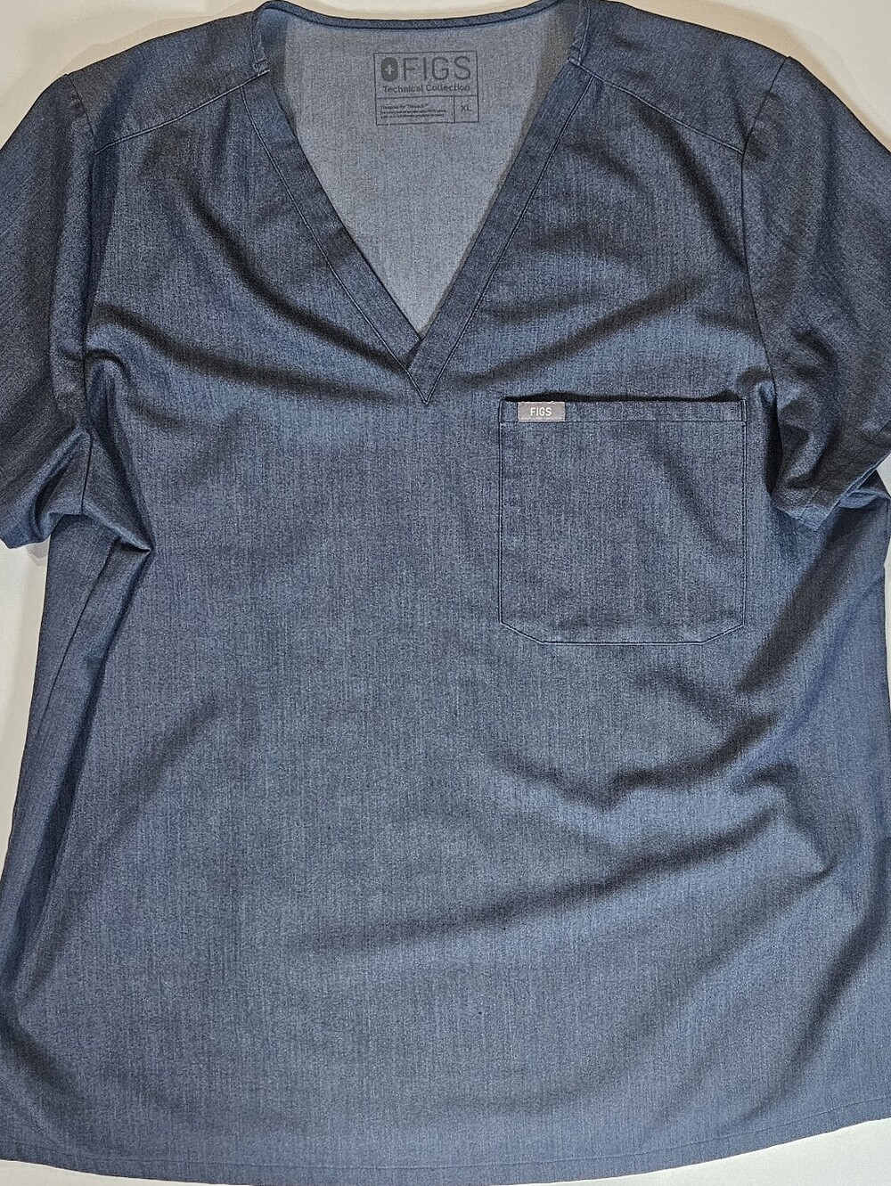 Figs‎ Scrub Top Womens XL Metallic Blue Technical Collection Medical Workwear